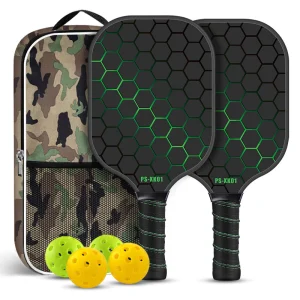 2Pax Pickleball Paddles Fiberglass Kit Set with Carrying Bag & Pickleballs 16mm
