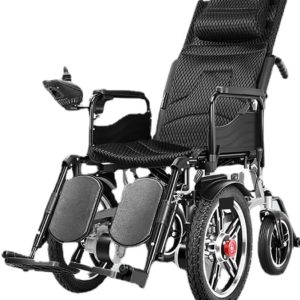 High Back Foldable Heavy Duty Electric Wheelchair with Headrest Pedal Joystick