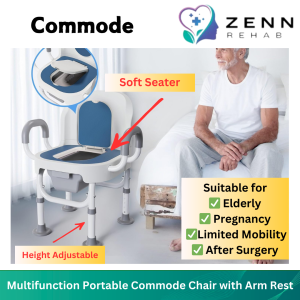 Portable Toilet Chair with Adjustable Height Bedside Commode Potty Chair for Seniors Disabled Pregnan
