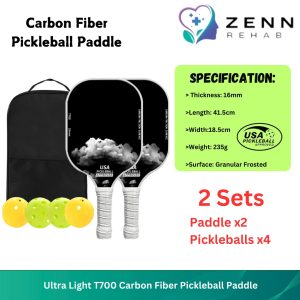 Ultra Light T700 Carbon Fiber Pickleball Paddle Professional Cometition Grade USAPA Approved - Black