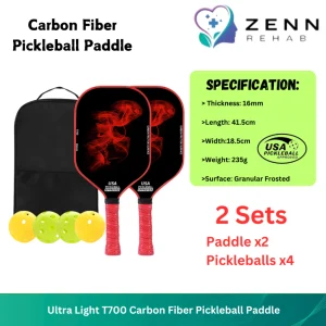 Ultra Light T700 Carbon Fiber Pickleball Paddle Professional Cometition Grade USAPA Approved -Red