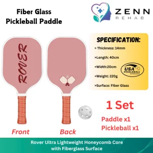 Rover Ultra Lightweight Honeycomb Core with Fiberglass Surface Pickleball Paddle Racket - Pink 匹克球玻璃纤维球拍