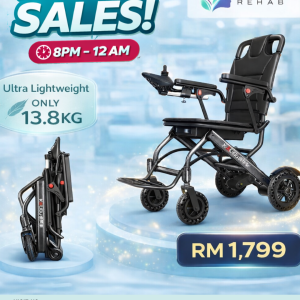 ZennRehab 13.8kg Foldable Portable Motorized Power Eletrical Wheelchair 360W 6AH for Travel Elderly Disable