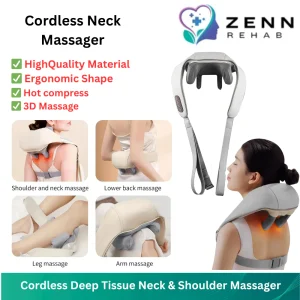 ZennRehab Cordless Deep Tissue Neck & Shoulder Massager with Finger Pressure Electric Kneading & Squeezing Pain Relief