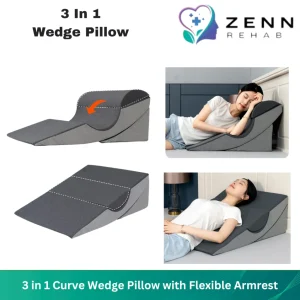3 In1 Multifunction Elevated Bed Wedge Pillow Curve Pillow with Flexible Arm Rest 3合1多功能抬高床楔枕